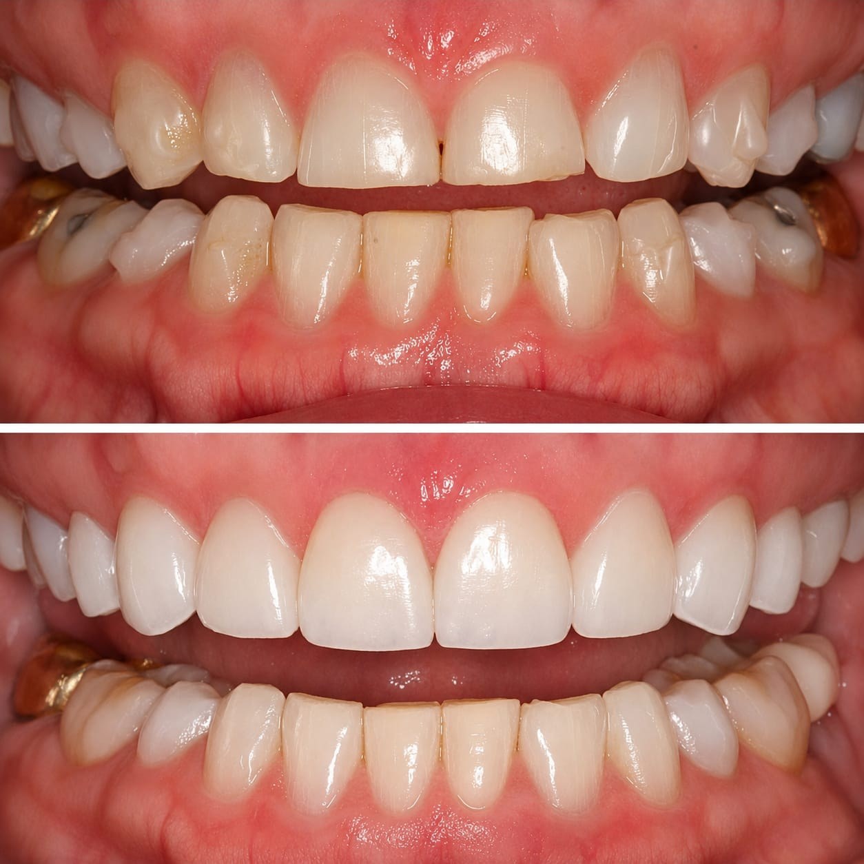 Caso clínico dental antes y después
